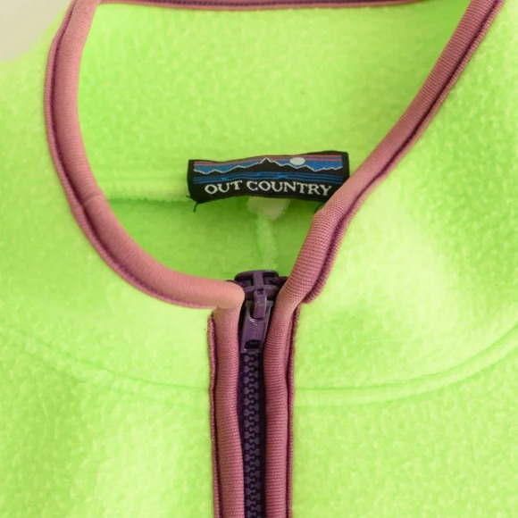 Vintage Out Country Neon Green Zip Up Fleece Sweater Size  See Measurements - Picture 12 of 13